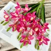 Wholesale of 3D printed handcrafted artificial flowers of the new European-style home flower arrangement furniture and soft furnishings with a simulation of 20 bunches of tiger head orchids details Picture